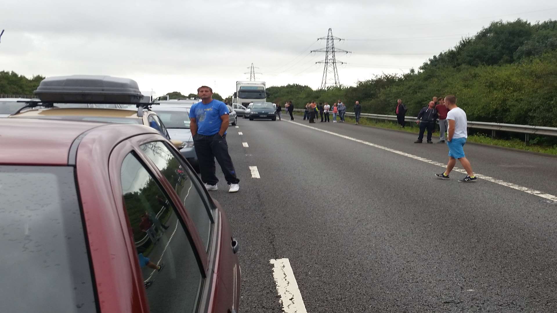 Tailbacks on the M20 near Ashford after this morning's accident
