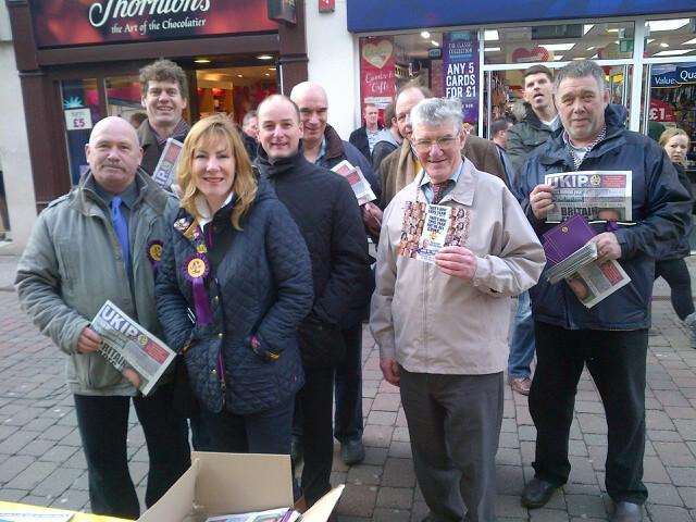 Janice Atkinson with local UKIP supporters campaigning in Week Street, Maidstone