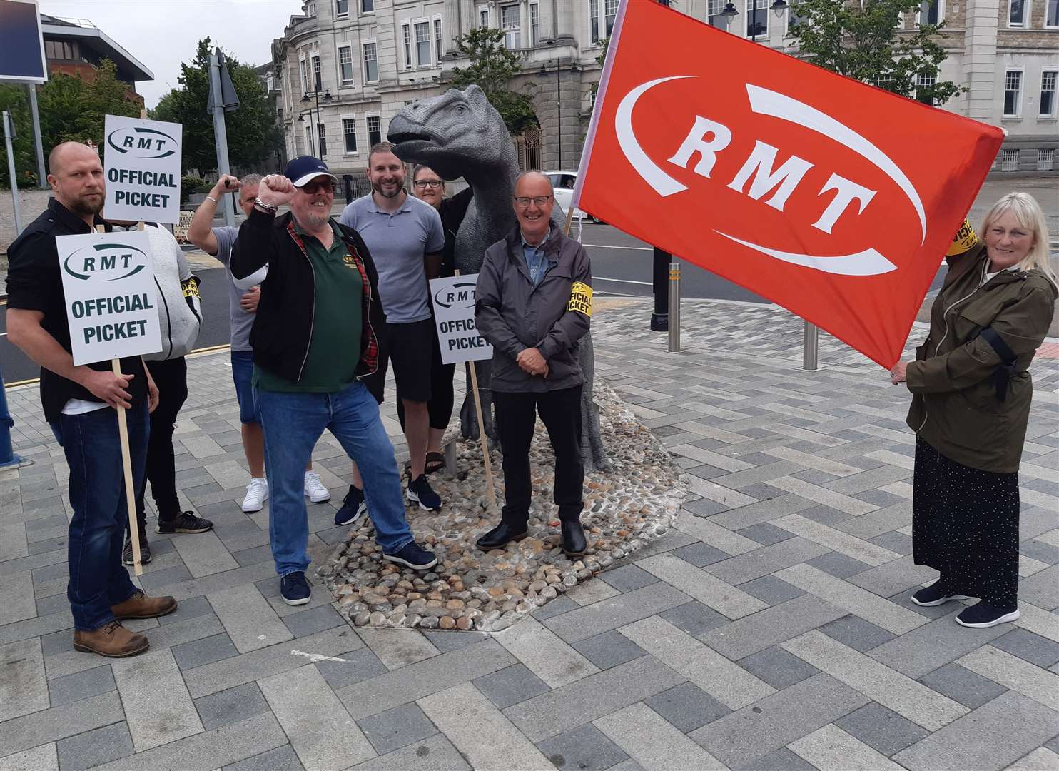 RMT pickets outside Maidstone East railway station. Picture: Alan Smith