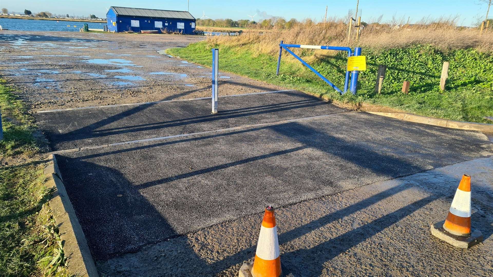 Barton's Point car park entrance after it was resurfaced. Picture: Swale Council