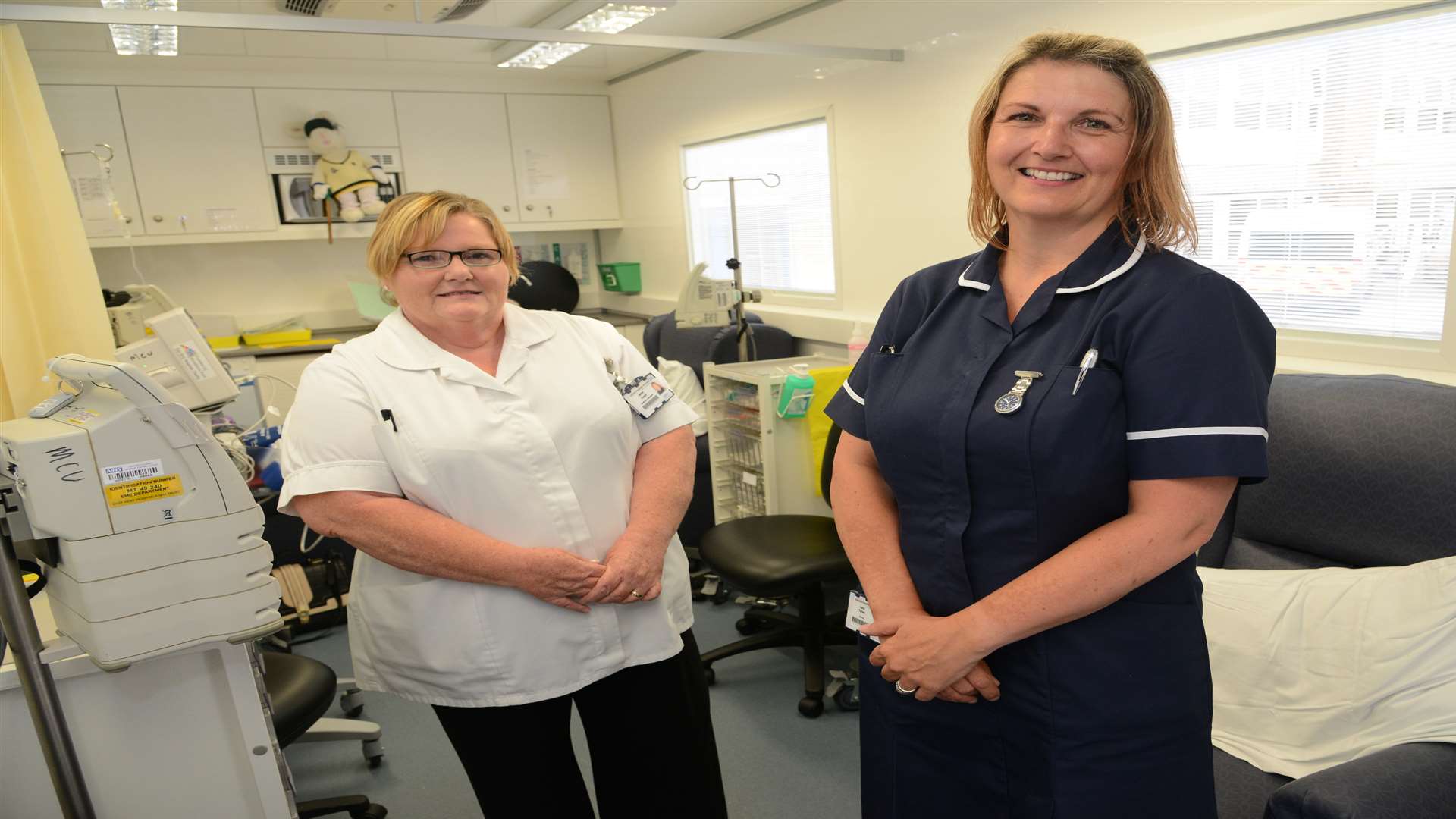 Healthcare assistant Jacki Czepil and chemotherapy nurse Lucy Turner in the mobile unit. Picture: Gary Browne