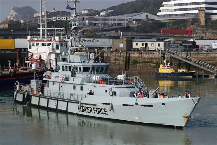 Border Force vessel HMC Seeker in Dover. Picture: Gareth Fuller/PA
