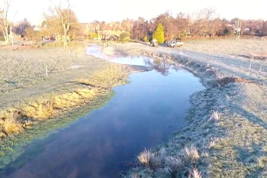 The drone footage of the completed chalk stream works along the Little Stour near Canterbury. Picture: Kentish Stour Countryside Partnership