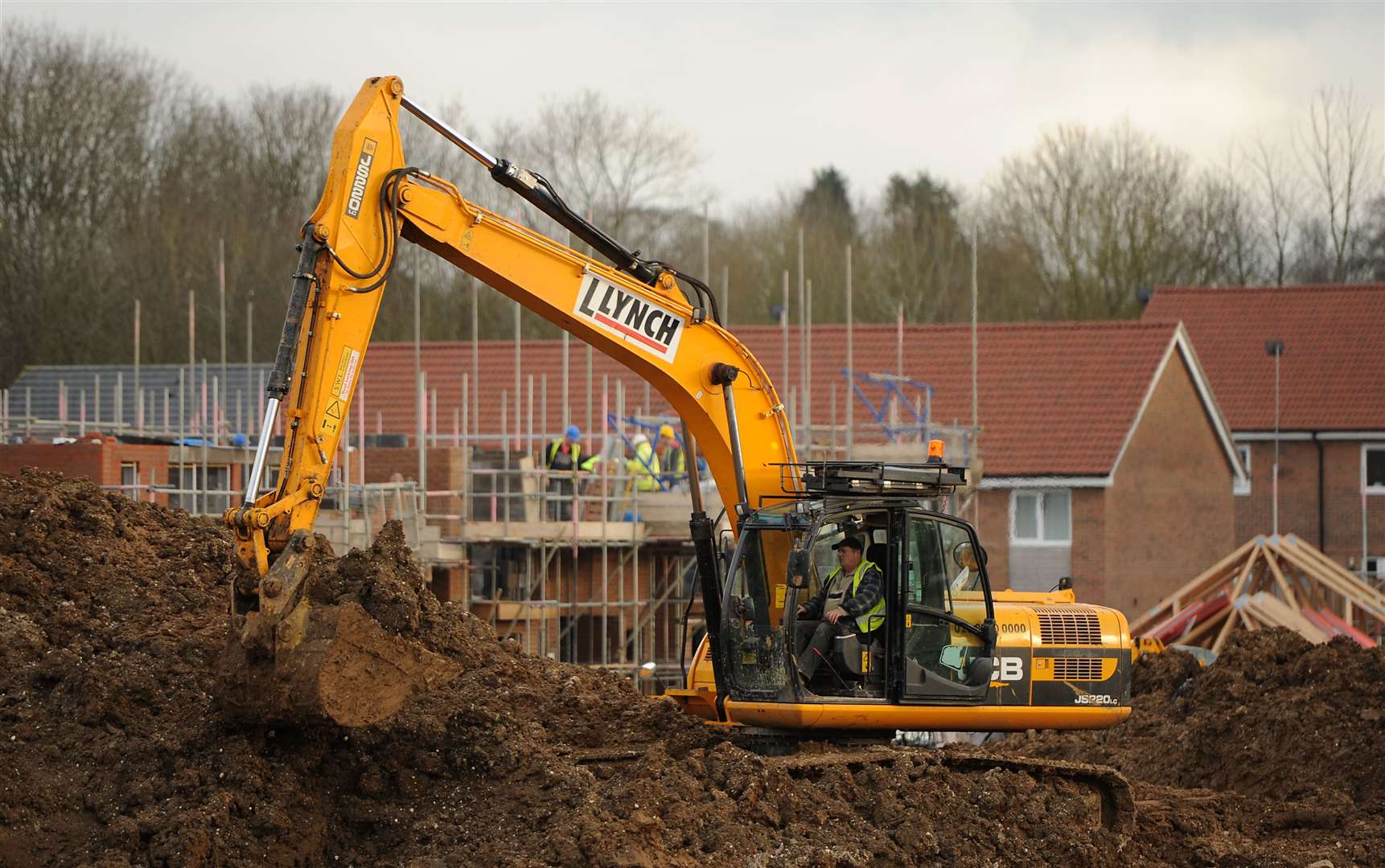 General view of construction work on a housing development. Stock picture