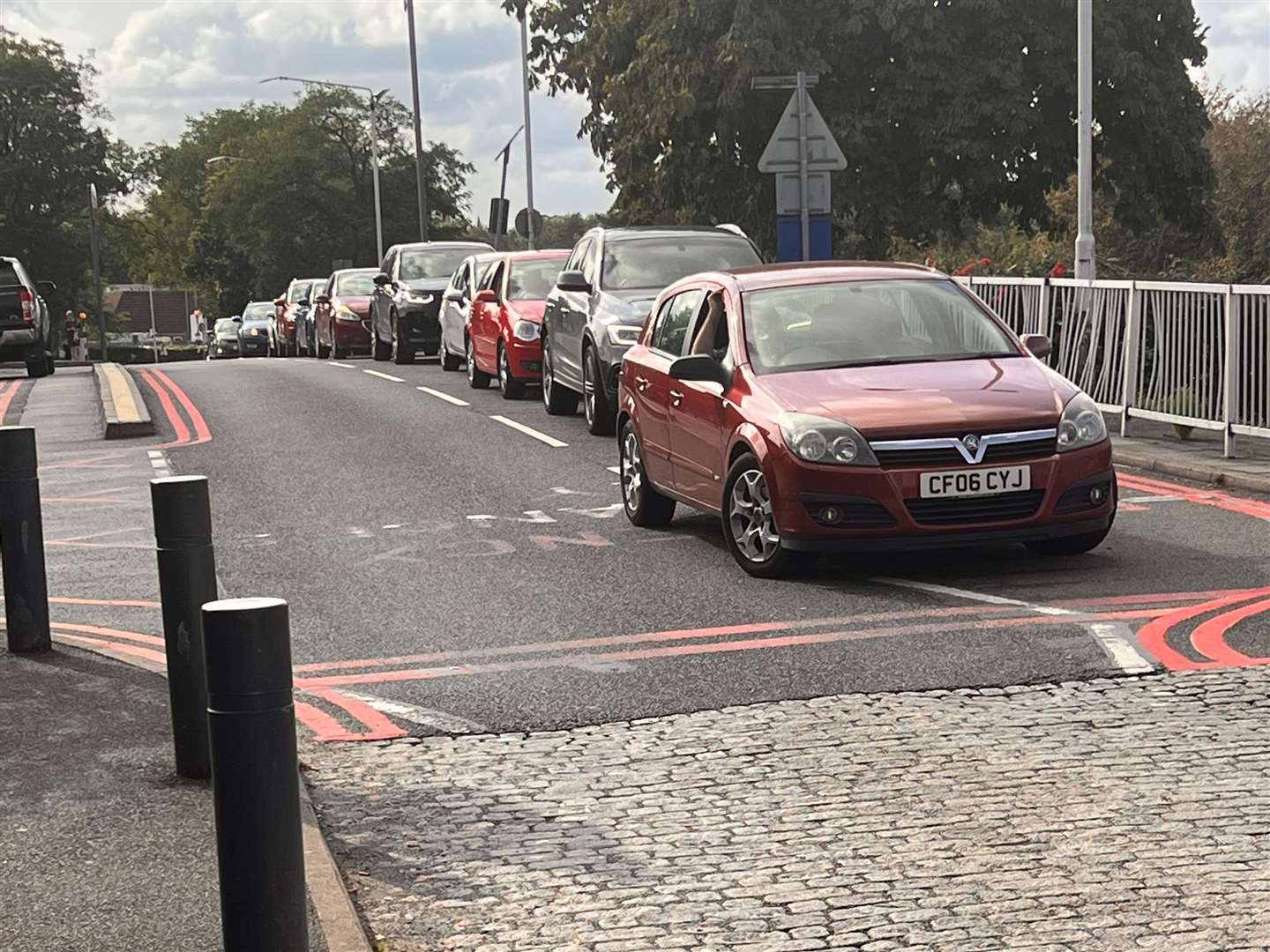 About 20 to 25 cars were seen waiting at the William Harvey on Tuesday. Picture: Steve Salter
