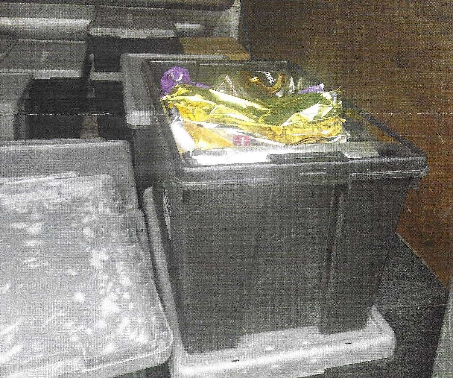 The offending waste, three gold coffee wrappers, in the back of the van. Picture provided by Mike Steel