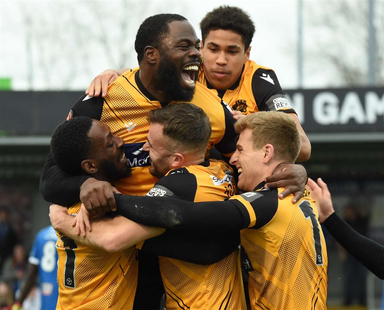 Maidstone celebrate Regan Booty's goal in their 4-0 win at Eastleigh on Saturday. Picture: Steve Terrell
