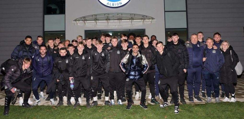 Dover Athletic's Academy all smiles after their FA Youth Cup match at Brighton. Picture: Richard Harvey/ Dover Athletic FC