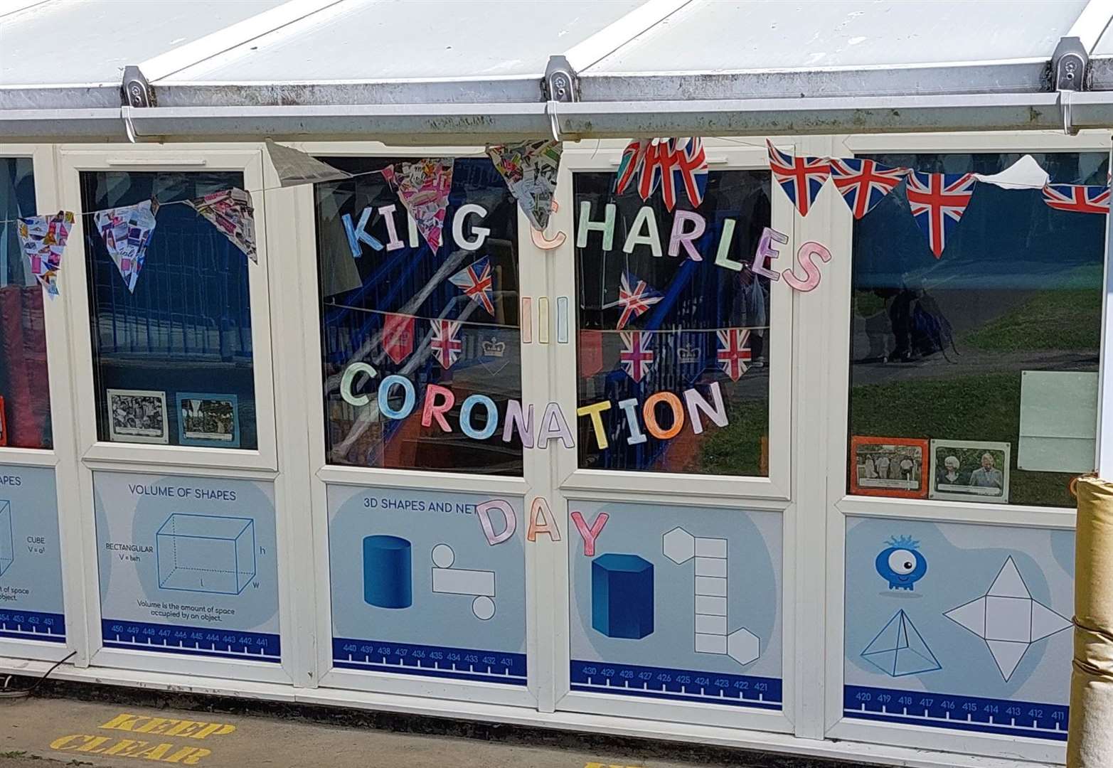 The school's decoration to mark the King's crowning. Picture: Downs CEP School
