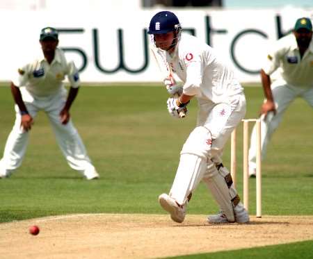 Rob Key goes on the front foot against Pakistan yesterday. Picture: BARRY GOODWIN