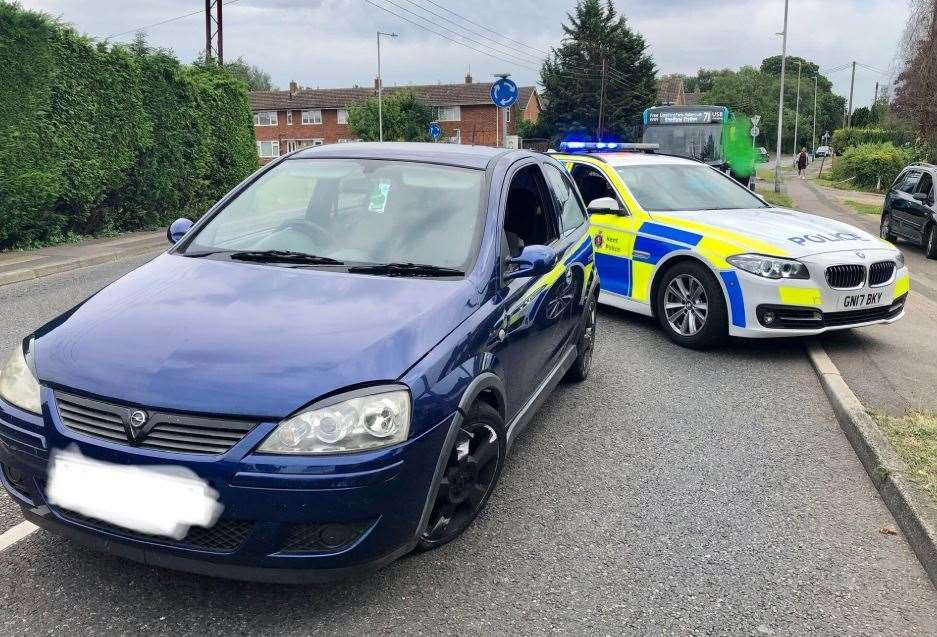 Police found the vehicle dumped in Lunsford Lane, Larkfield, but the driver had ran off. Picture: @kentpoliceroads (14793918)
