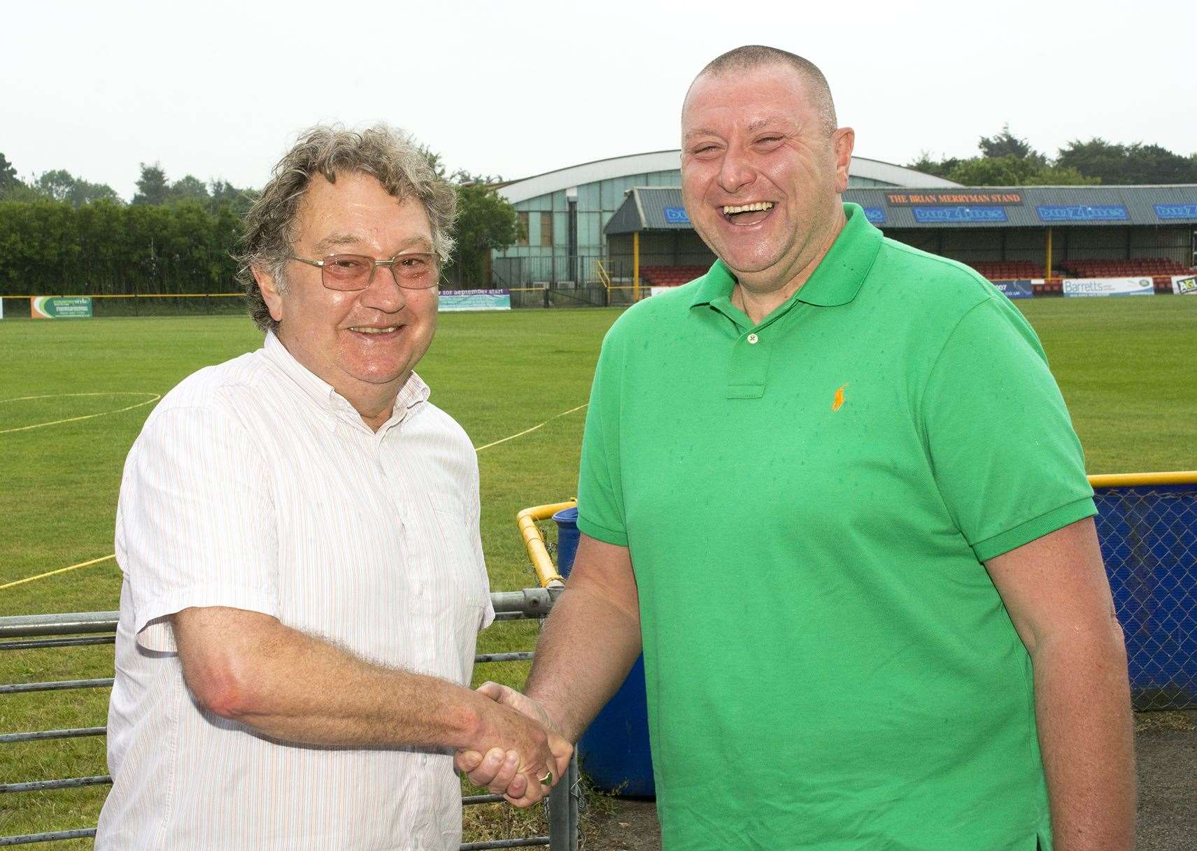 Folkestone Invicta chairman Paul Morgan (right) with director Jim Pellatt