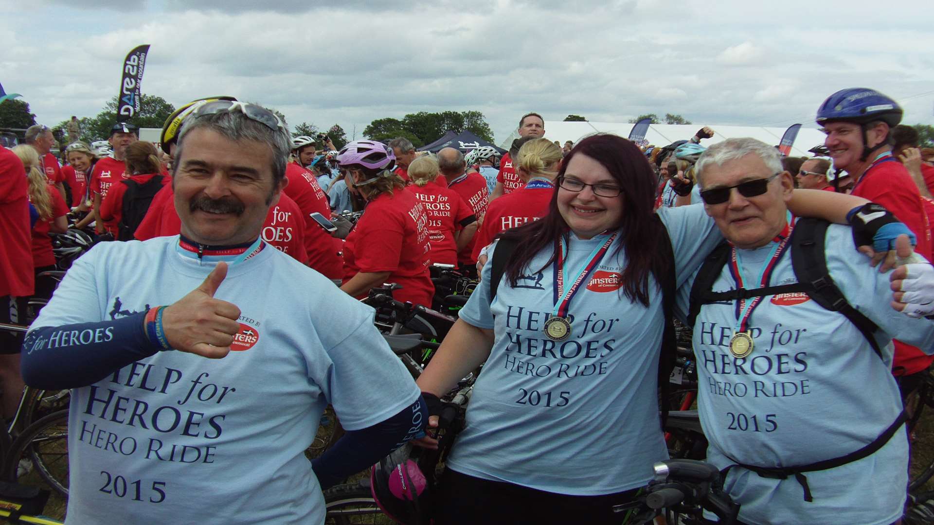Cyclists David, Katie and Geoff Drury at the Help for heroes charity ride