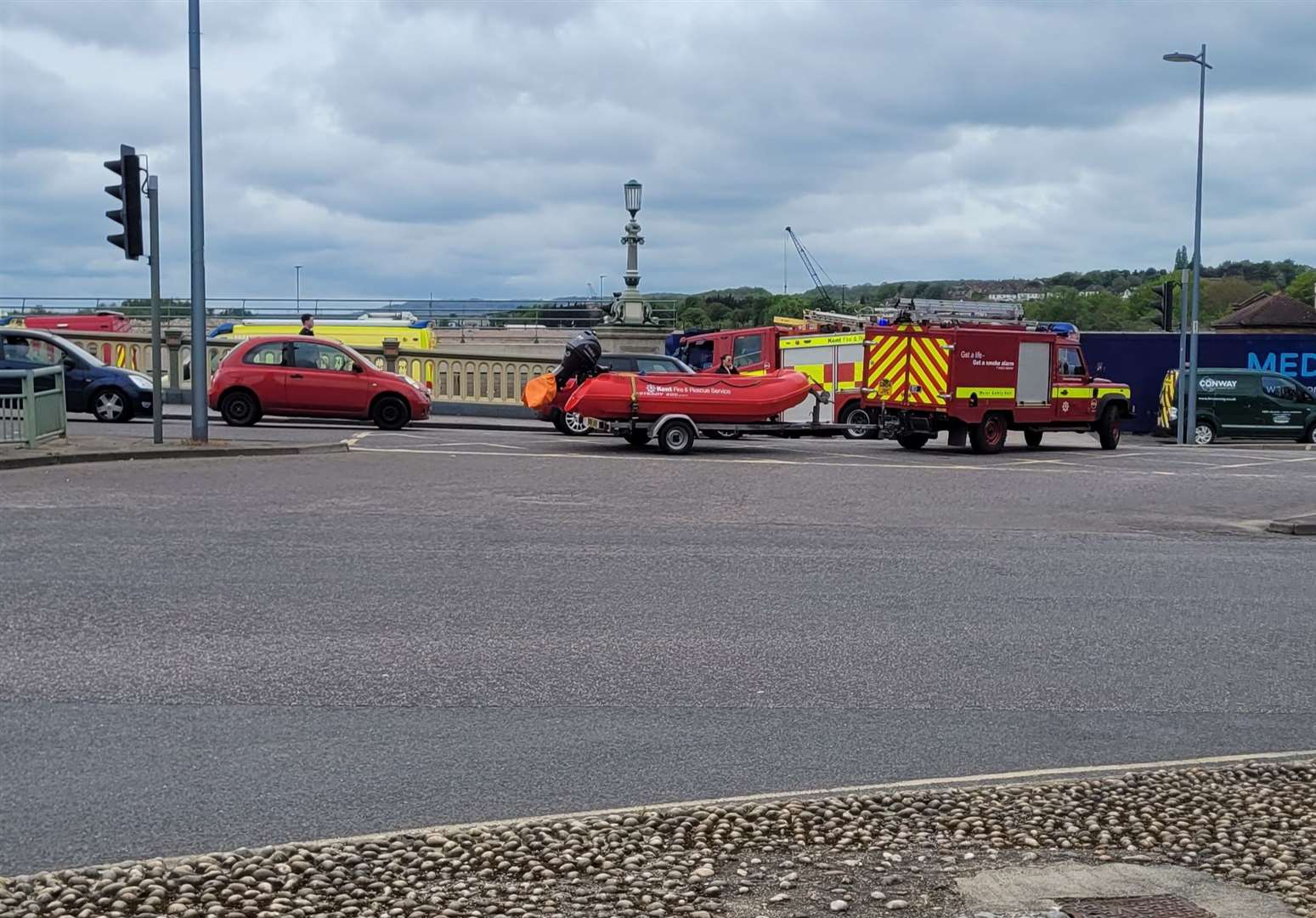 Emergency services searched for a missing man at Rochester Bridge. Picture: Jessica Richardson