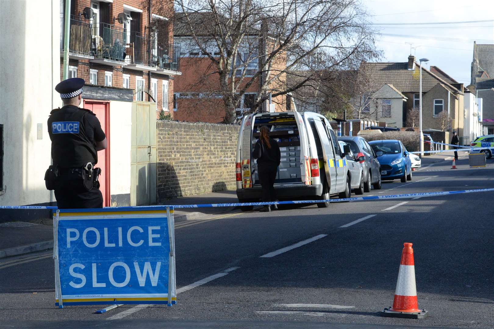 The scene as Police cordon off Lock Street and Britton Street in Gillingham Picture: Chris Davey