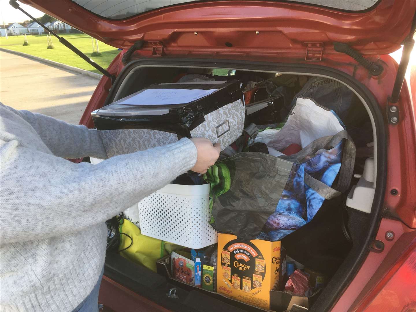 One woman packing her car at Eastern Road Holiday Park, Leysdown