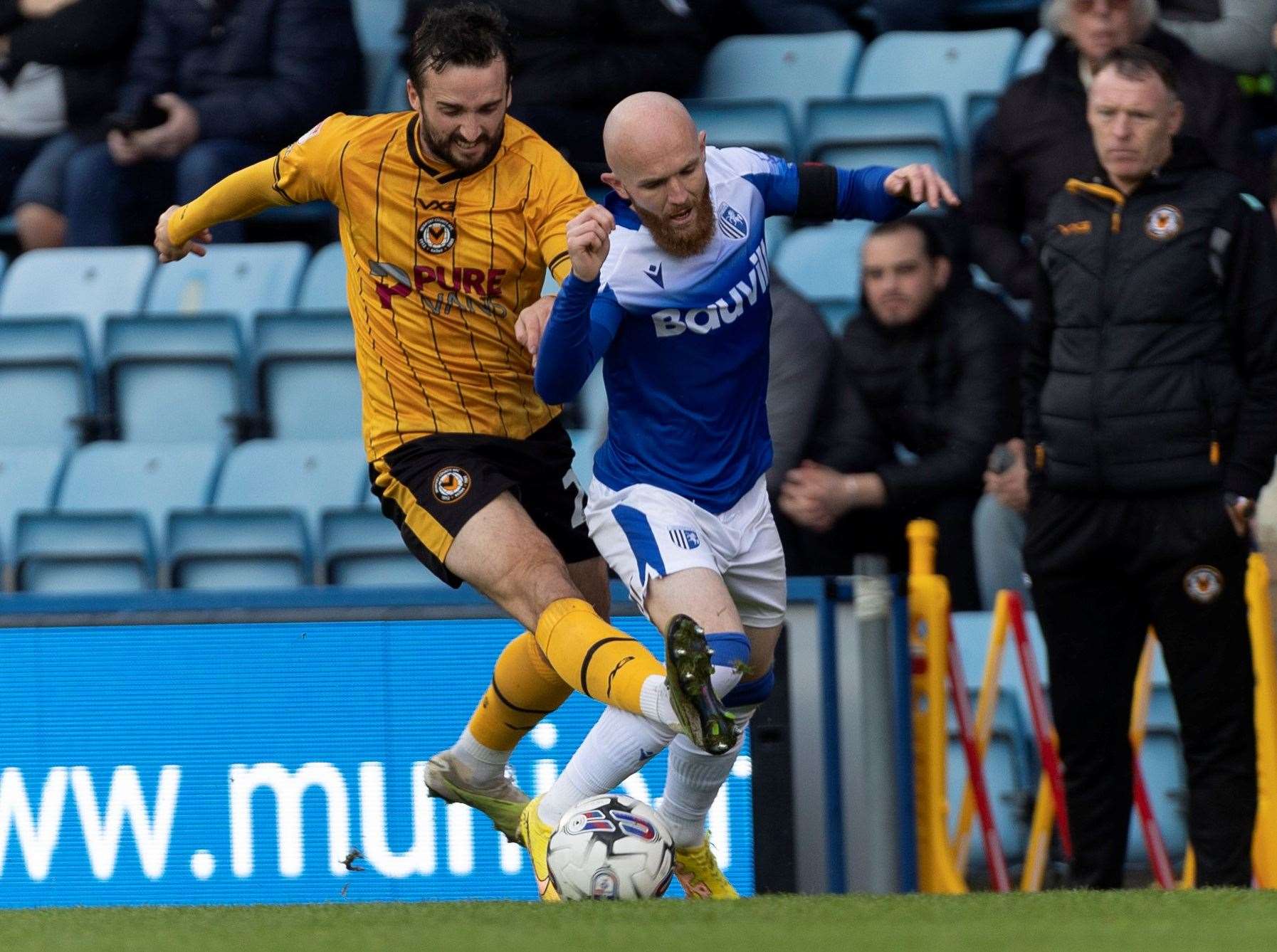 Jonny Williams in action for Gillingham in their last home league game against Newport County, a 2-0 defeat Picture: @Julian_KPI
