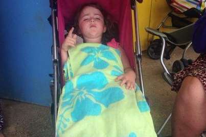 Vikki Payne's young daughter after being injured on Broadstairs beach. Picture: @Munchkin_31_