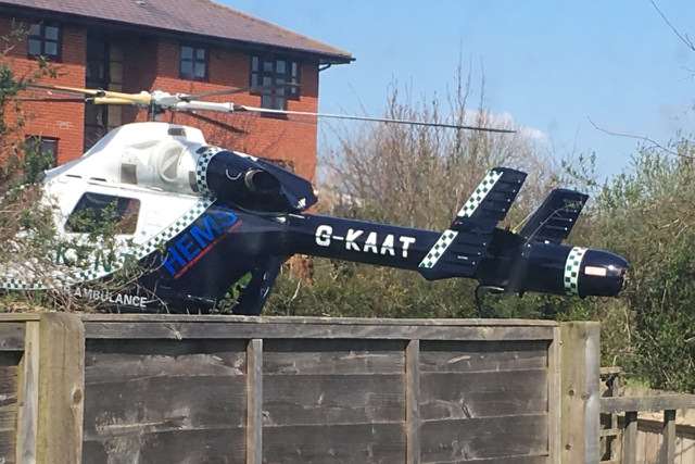 The air ambulance landed in Rowland Close