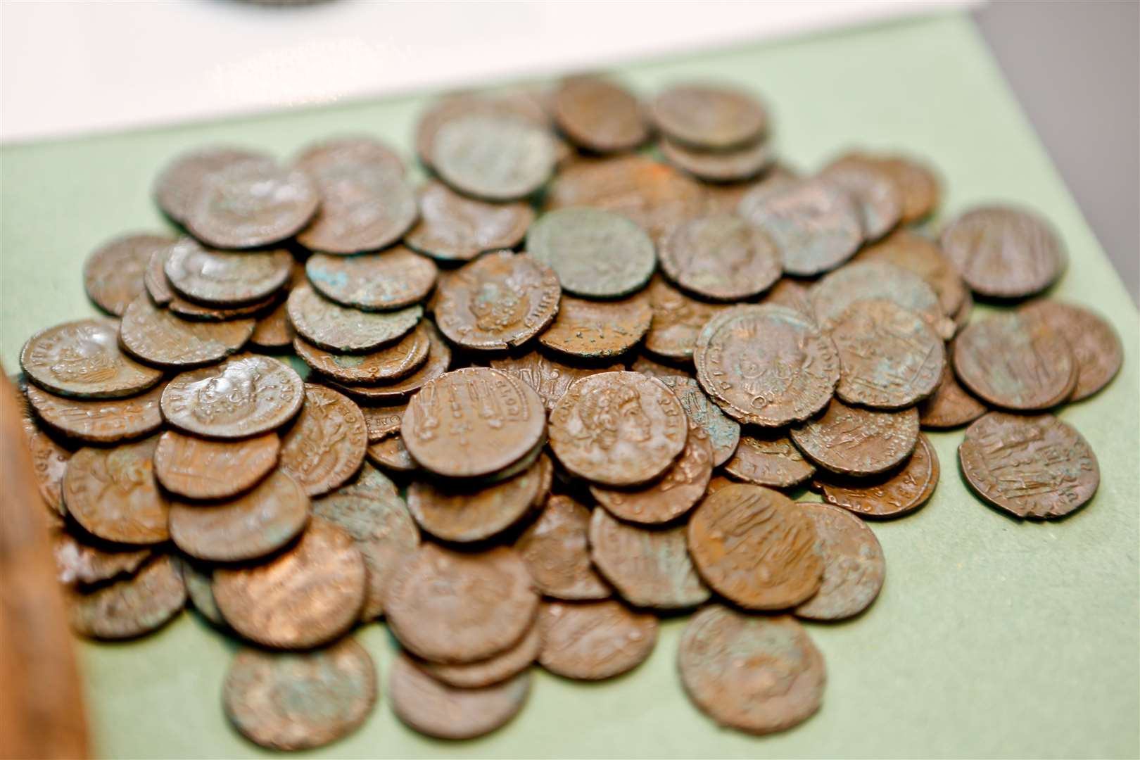 Part of the Roman coin hoard at Snodland Museum. Picture by: Matthew Walker