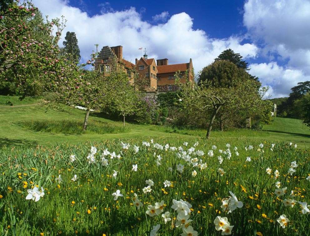 View of the house from the garden in May at Chartwell