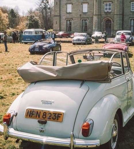 Vintage vehicles will line up on the lawn at Chiddingstone Castle this April. Picture: Chiddingstone Castle