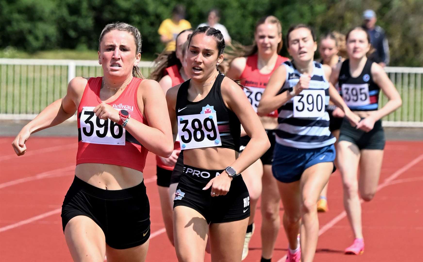 The Under-20 Women’s 800m final saw Medway & Maidstone’s Lola Sutton (396) win ahead of second-placed Hannah Clark (389) from Blackheath & Bromley Harriers AC. Picture: Simon Hildrew