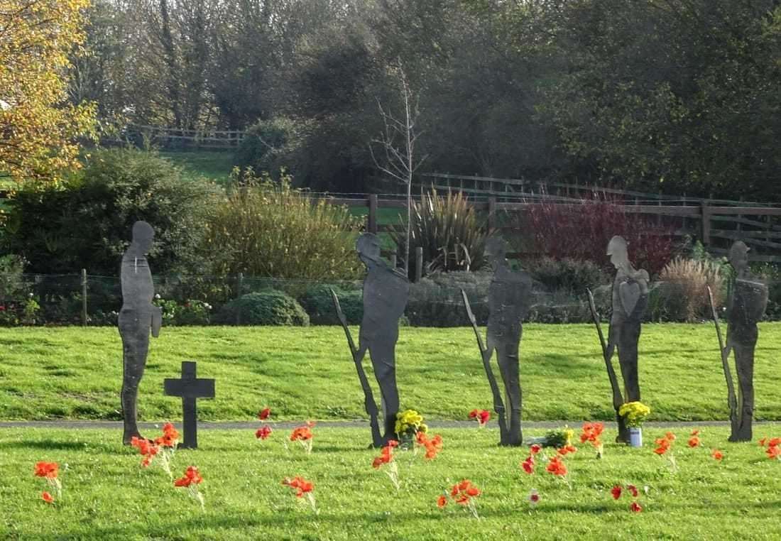 Poppy display and cut-out soldiers at Eastchurch for Remembrance Sunday. Picture: Mike Francis