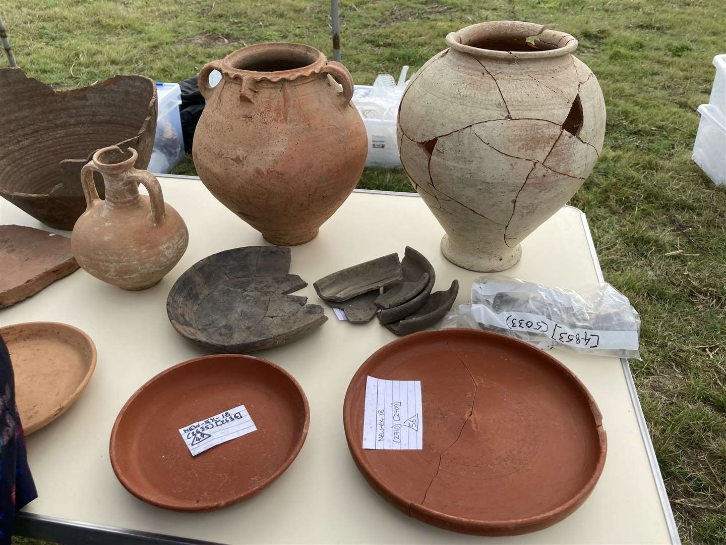 Some of the fragments of pottery unearthed around the 2,000-year-old temple at Newington near Sittingbourne