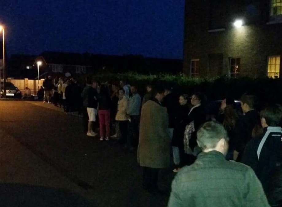 Long queues to the polling booths in Greenhithe