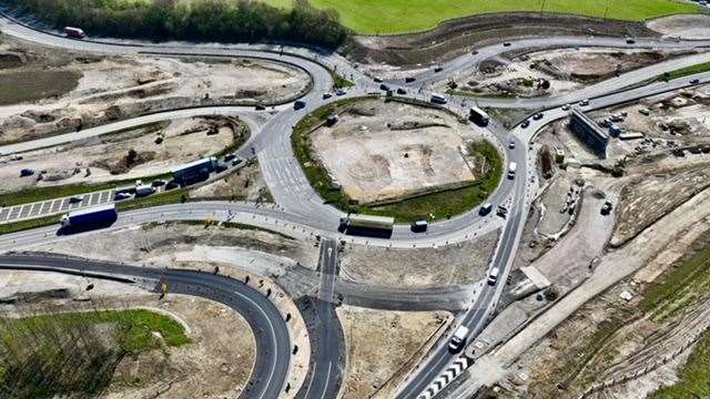 New sliproads are now in place linking Stockbury roundabout with the M2 at junction 5. Picture: Philip Drew