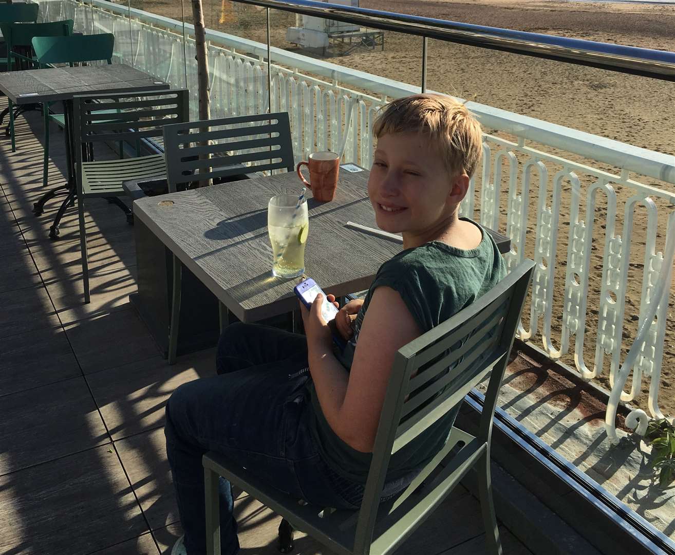 Sammy having a lime and soda in his favourite place Royal Pavilion in Ramsgate