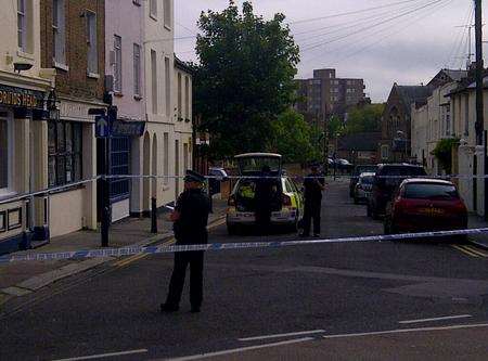 Area cordoned off outside the Druids Head, Herne Bay