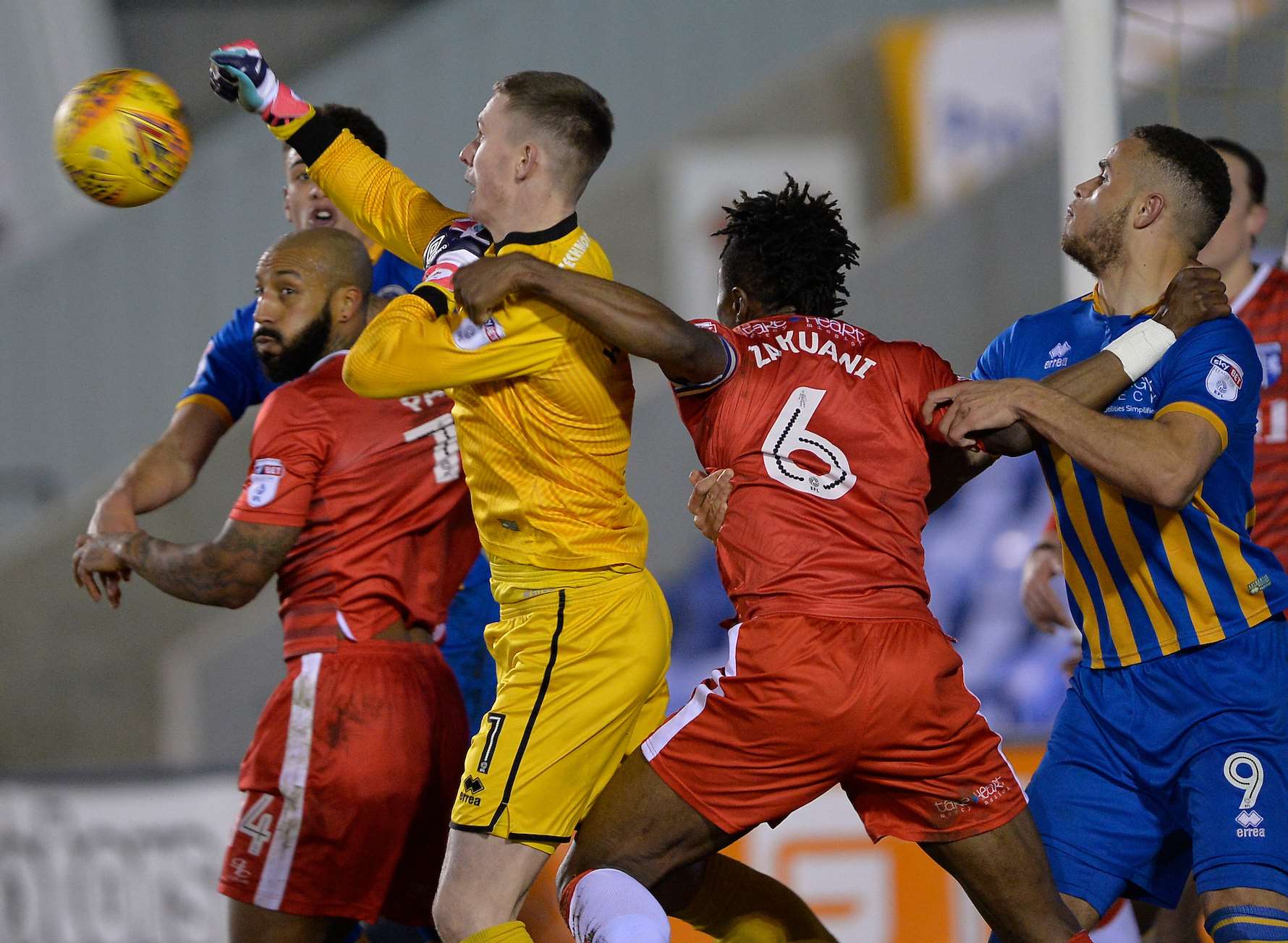 Gills ask questions of the Shrewsbury defence Picture: Ady Kerry