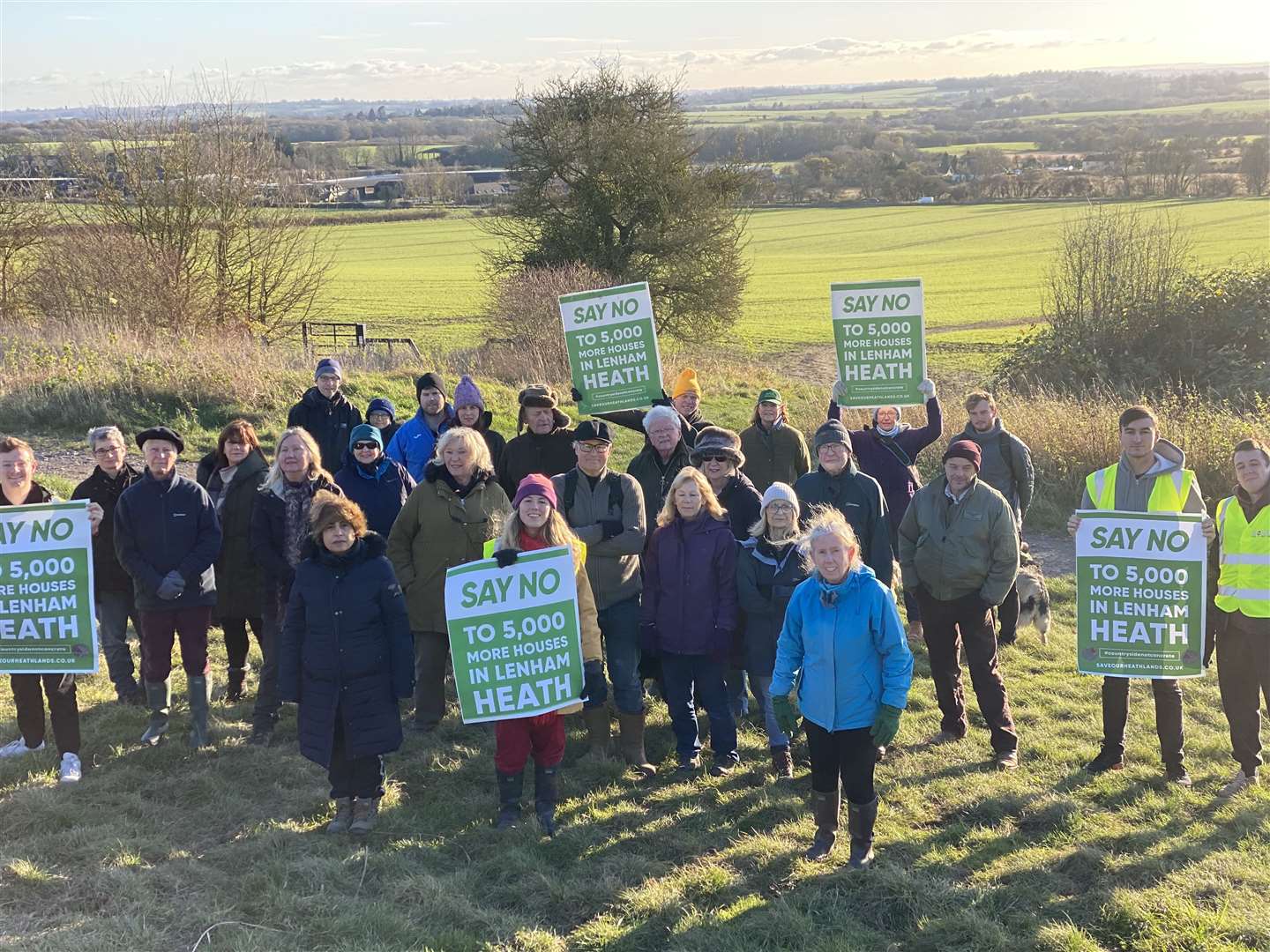 Protesters opposed to the Heathlands scheme