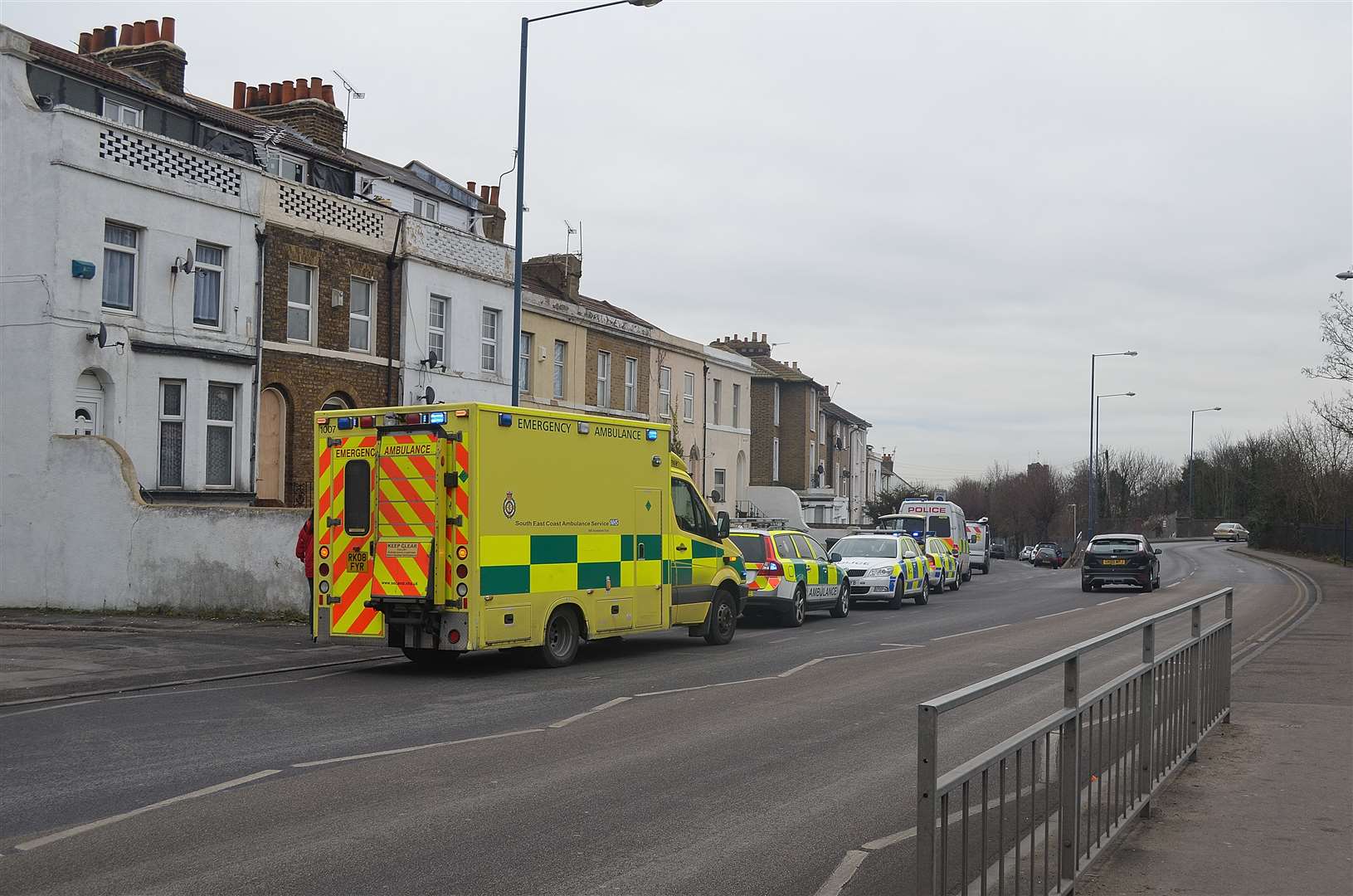 Police, ambulance and air ambulance were called after a man was stabbed in Milton Road, Gravesend