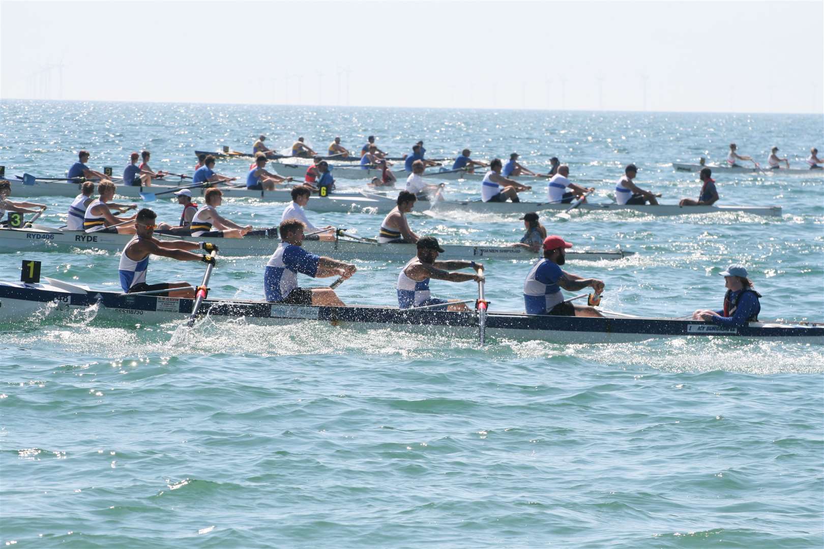 Novice Men's Four Start - Dover's Max Jeredn, Matt McArdle, Kevin Ulyatt and Brendon Ulyatt, coxed by Emmerson, in the foreground