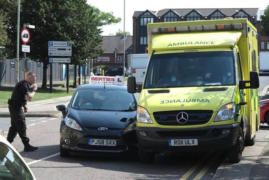 A learner driver crashed into an ambulance in Canterbury Road. Picture: Andy Clark