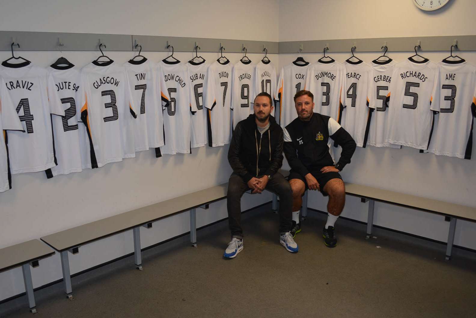Organiser Nic Fanciulli with the manager of Maidstone United Football Club, Jay Saunders.