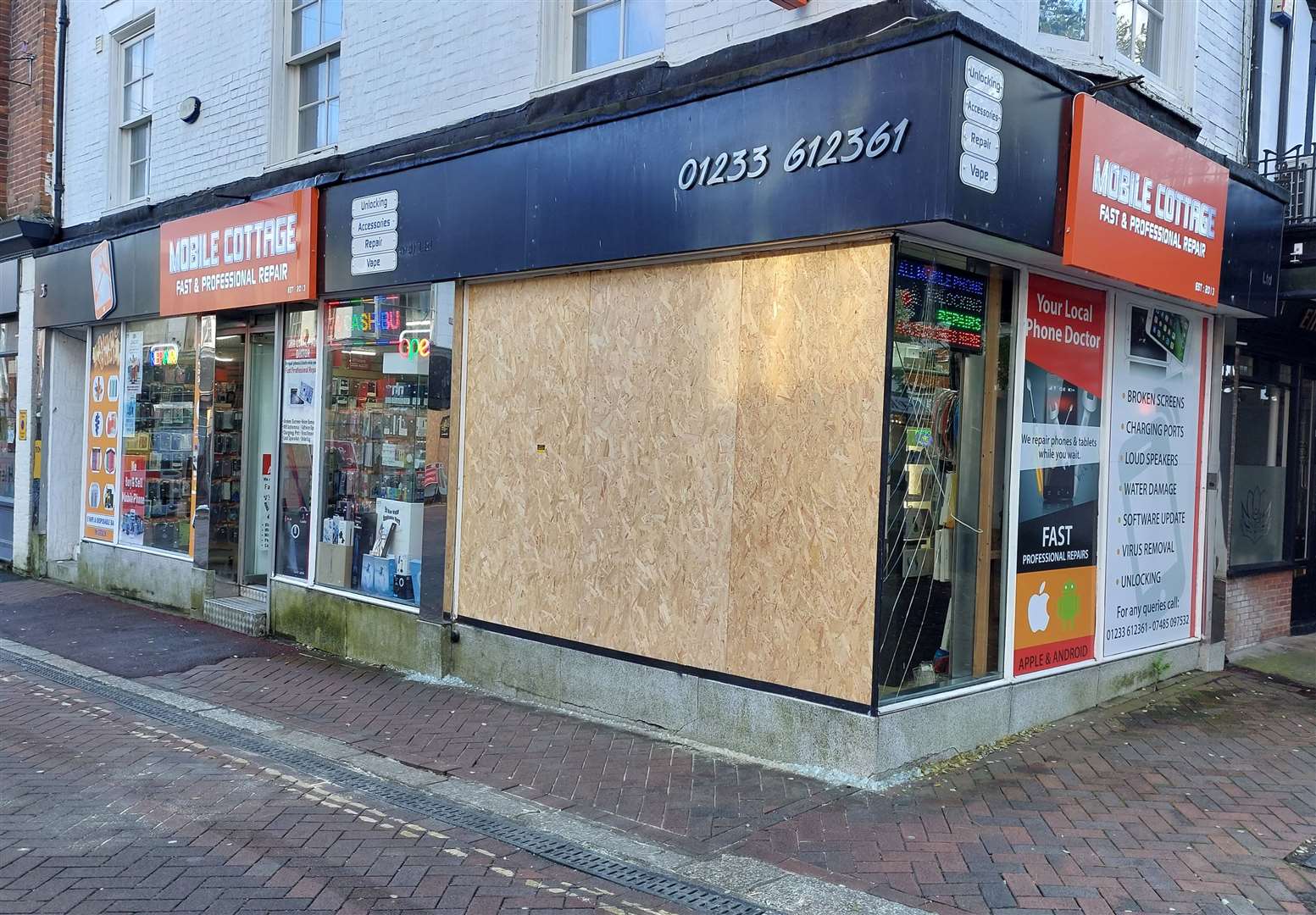 The shop has now been boarded up