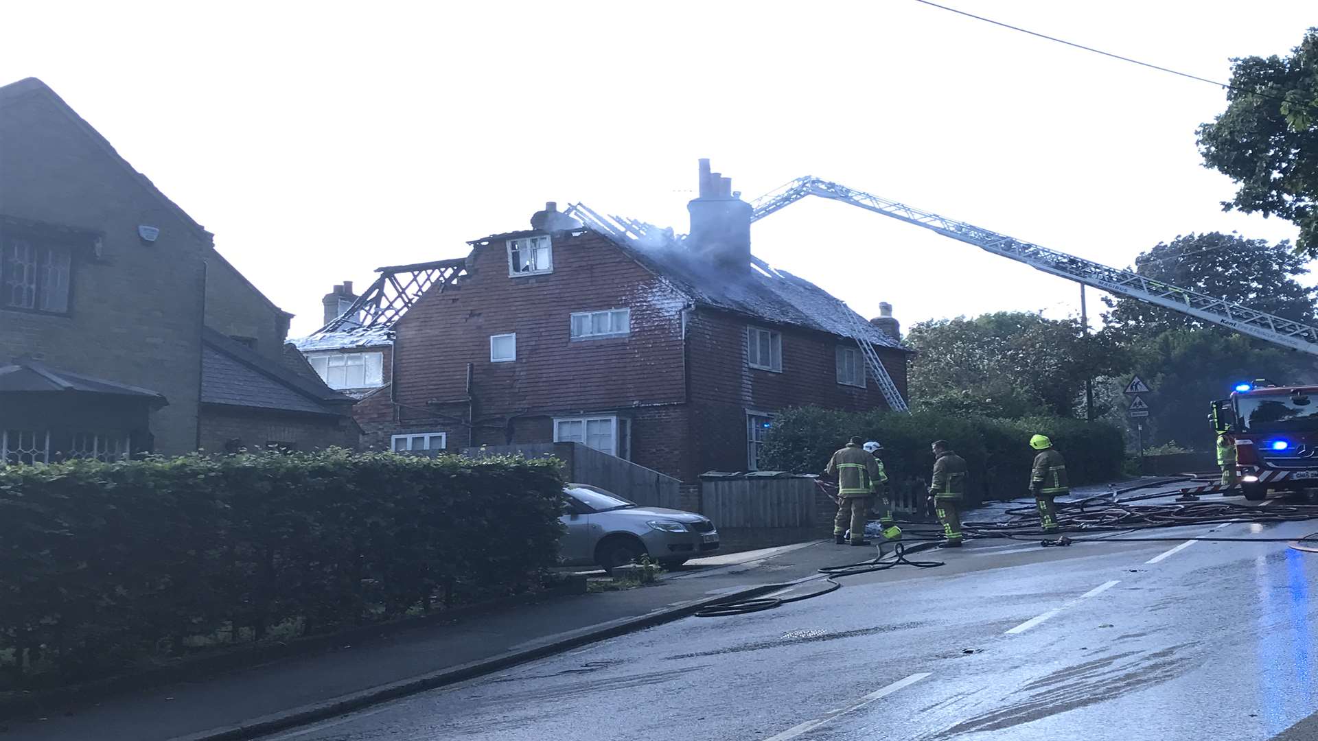 The roof was damaged in the Linton Hill fire. Picture: James Bal