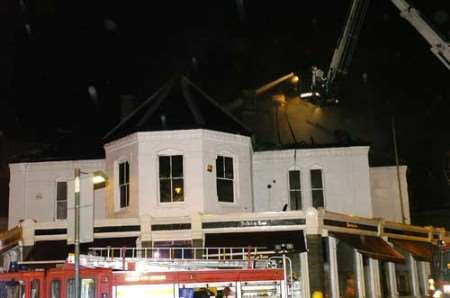 Firefighters battle the blaze in Bromley town centre. Picture: NICK JOHNSON