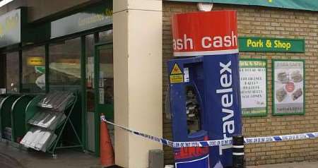 The damaged cash machine after thieves attempted to remove it. Picture: ANDY PAYTON