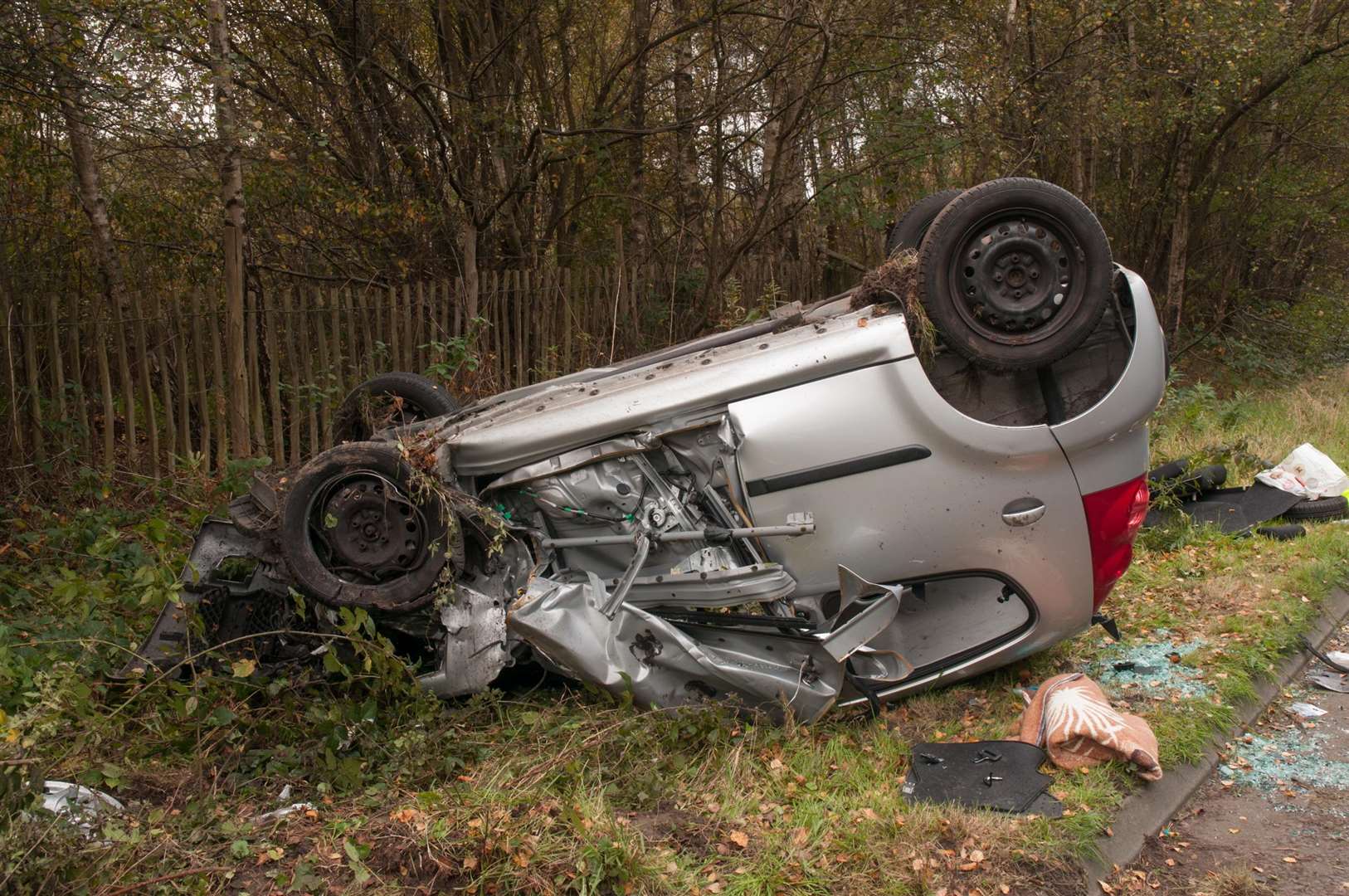 Konkel's Audi struck the Peugeot 107, causing it to leave the road and land on its roof. Picture: Kent Police