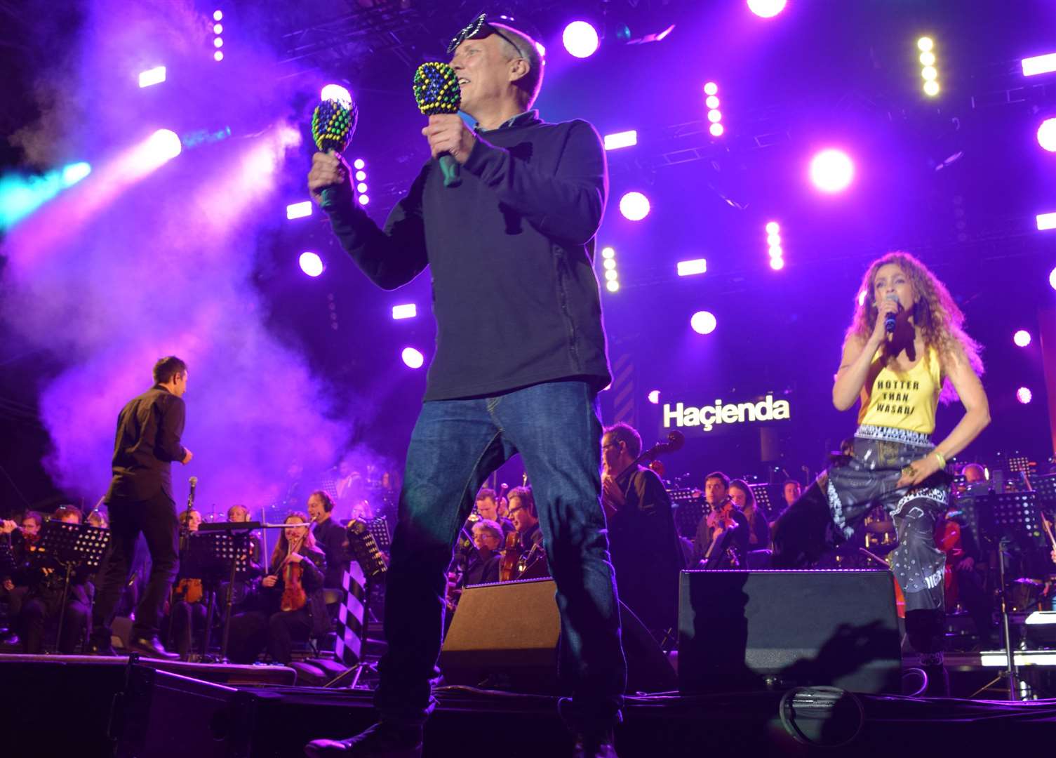 Bez on the maracas with Hacienda Classical at Forest Live in Bedgebury Pictrue: Emma Bramley