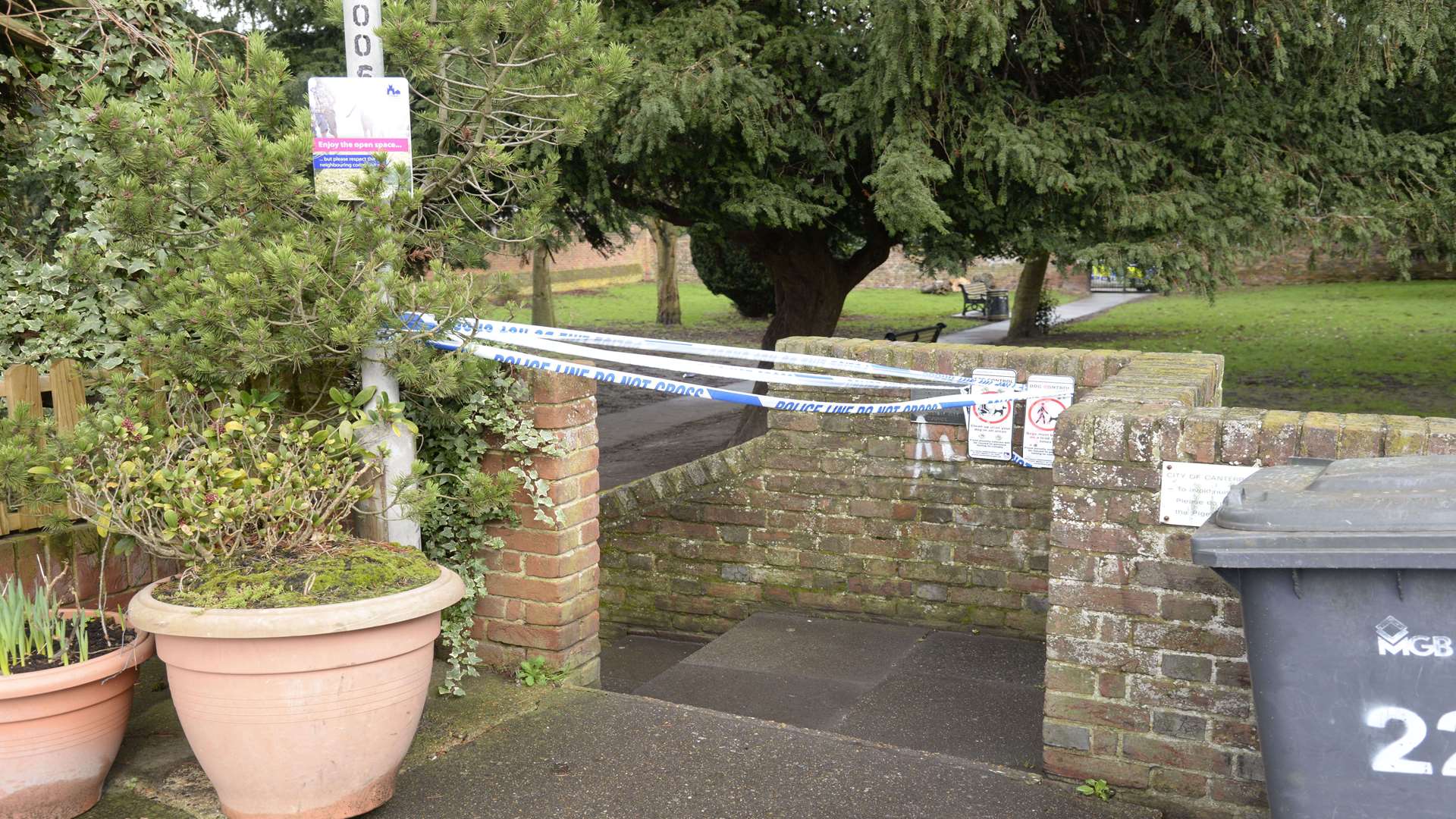 Both entrances to the former St Paul’s churchyard was taped off