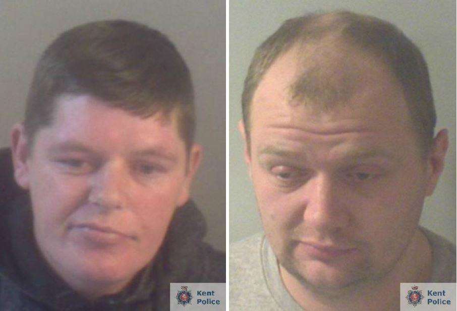 Barry Bonner, left, and Paul Dudley have been jailed after they attacked a victim with a knife and a chair leg. Picture: Kent Police