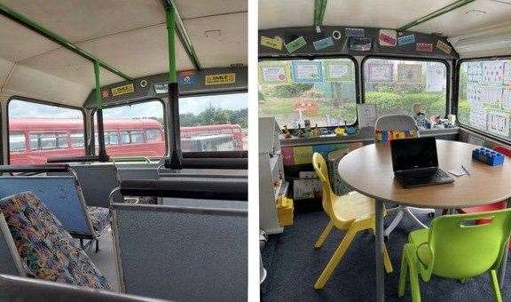 Mental health and well-being bus "The Nest" at Lawn Primary School in High Street, Northfleet. Photo credit: Lawn Primary School