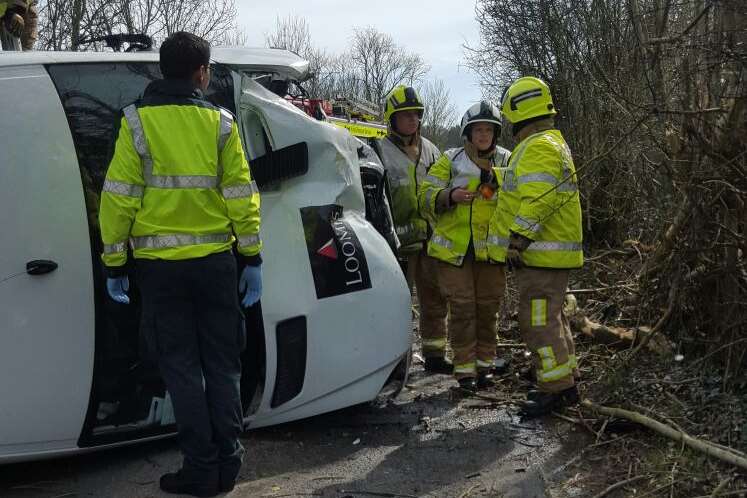 The driver, a man in his 20s, was is said to be "seriously injured". Picture: John Pyne