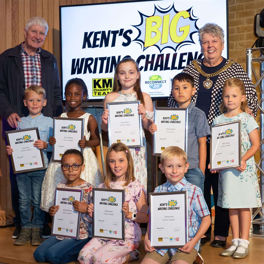 Children's author Nick Butterworth and Cllr. Mrs Anne Dekker, Lord Mayor of Canterbury, presented awards during the ceremony